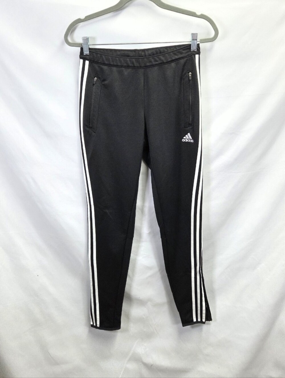Adidas Womens Small Black Climacool Track Pants 3‑Stripe Tapered Athletic